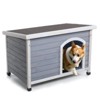 DOMETOUR Medium Wooden Outdoor Dog House, Waterproof Roof, Elevated Floor, Adjustable Plastic Feet, Grey - 2 of 4