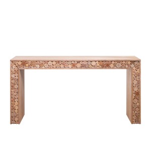 Vynxaria 62" Rustic Wood Console Table with Natural Log Accents Spacious Entryway/Sofa Table, Easy Assembly - 1 of 4