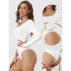 INSPIRE CHIC Women's One Shoulder Stretchy Long Sleeve One Piece Body Shaper 3 Packs - 3 of 4