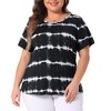 Agnes Orinda Women's Plus Size Round Neck Short Sleeve Multi Color Dye Casual Blouses - 2 of 4