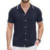 COOFANDY Men's Knit Button Down Shirt Vintage Short Sleeve Polo Shirts Casual Beach Tops - 4 of 4