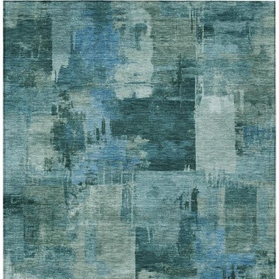 HomeRoots 5' X 8' Teal Blue And Pale Aqua Abstract Washable Indoor Outdoor Area Rug