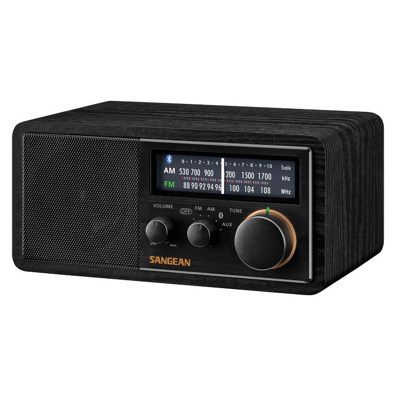 Sangean® SG-118 Tabletop Retro Wooden Cabinet AM/FM Analog Radio Receiver with Bluetooth®, 1 of 7