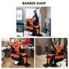 Karl Home PVC Leather Cover Wooden Armrest Shell Barber Chair Orange - 3 of 4