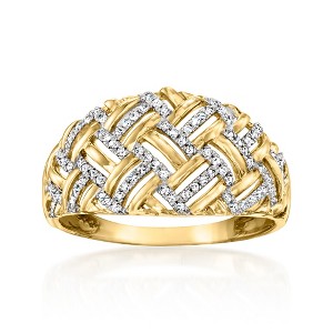 Ross-Simons 0.20 ct. t.w. Diamond Basketweave Ring in 14kt Yellow Gold Size 7 - 1 of 3
