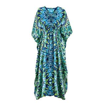 Collections Etc Abstract Cinched Empire Caftan
