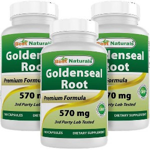 3 Pack Best Naturals Goldenseal Root 570 mg 100 Capsules - 1 of 4