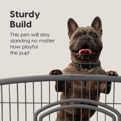 Gray 24" High 4-Panel Plastic Pet Playpen with Door