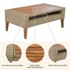 6-Pieces Outdoor PE Rattan Conversation Sofa Set with Coffee Table and 2 Ottoman - 3 of 4