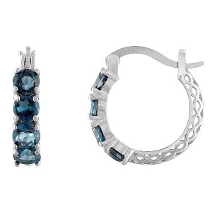 Designs by Gioelli Sterling Silver Gemstone Hoop Earrings - 1 of 2