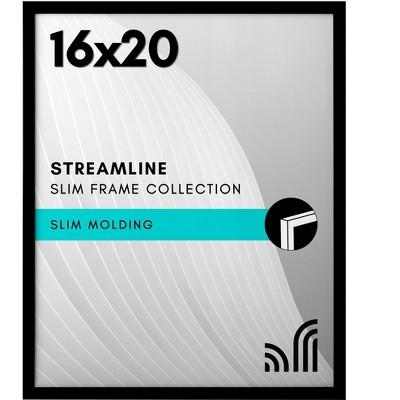 Americanflat 16x20 Poster Frame with Polished Plexiglass - Streamline Collection - Thin Border Picture Frame for Wall Display - Black