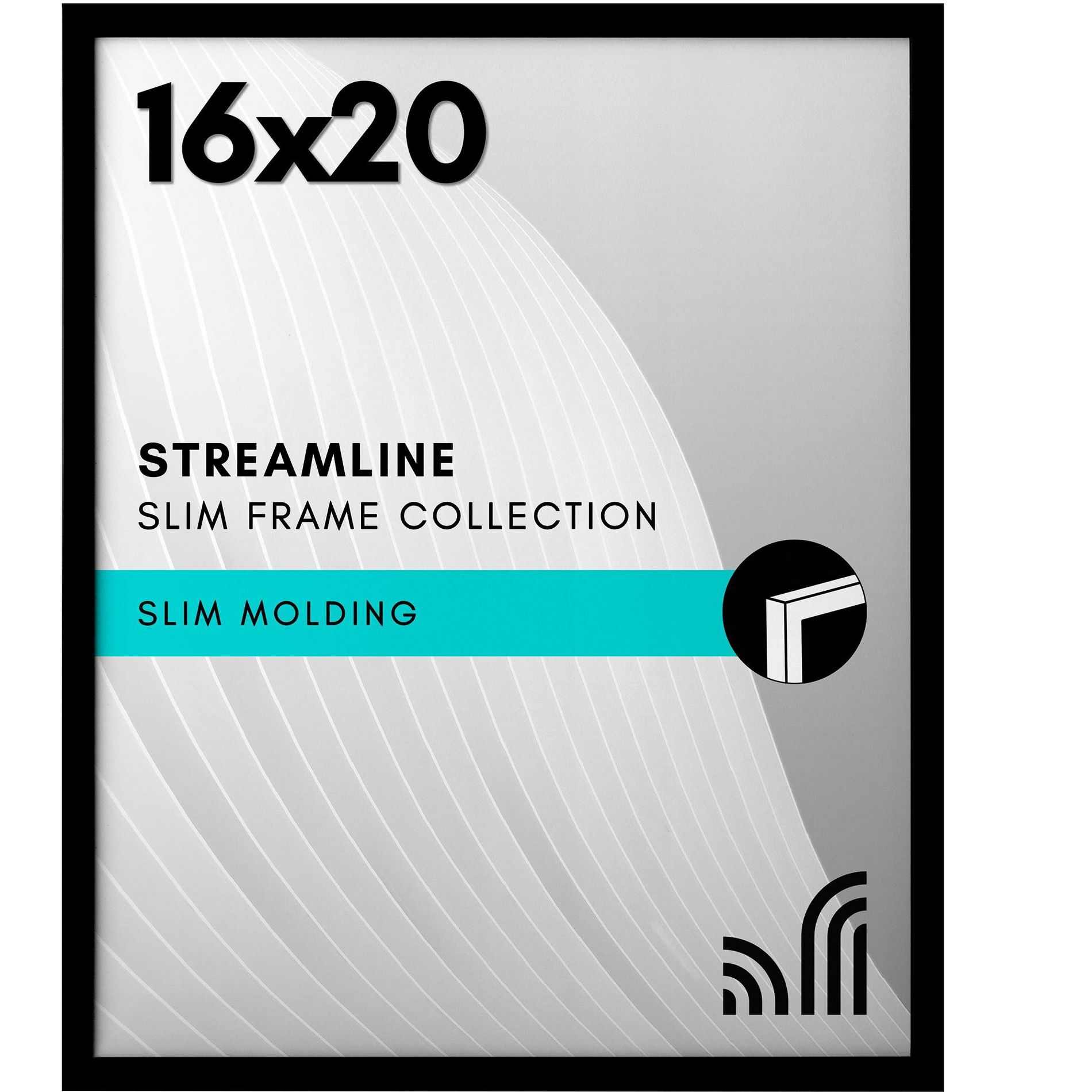 Americanflat 16x20 Poster Frame with Polished Plexiglass - Streamline Collection - Thin Border Picture Frame for Wall Display - Black