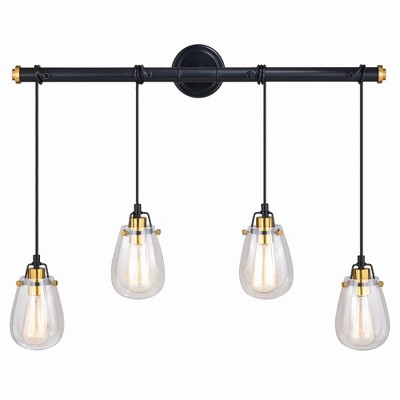 Kassidy 32.5'' Black and Natural Brass Four-Light Indoor/Outdoor Pendant