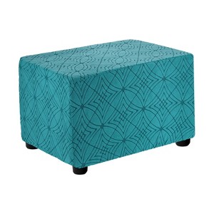 Unique Bargains Textured Jacquard Stretch Footstool Slipcover Protector for Living Room Bedroom - 1 of 4