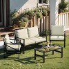 PAKASEPT 4-Piece Outdoor Aluminum Patio Conversation Set, Patio Set with Glass Top Coffee Table and Soft Seat Cushions Black Aluminum Frame - 3 of 4