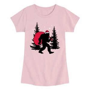 Girls' - Instant Message - Sasquatch Santa Fitted Short Sleeve Graphic T-Shirt - 1 of 4