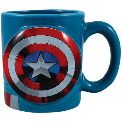 Vandor Marvel Captain America Shaped Ceramic Soup Coffee Mug Cup, 20 Ounce