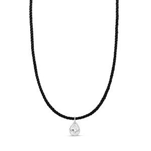 SHYMI Cord Necklace with Pear Shape Pendant — .925 Sterling Silver, Rhodium-Plated, Cubic Zirconia, Adjustable Chain - 1 of 1