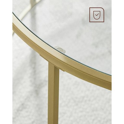 Gold Round Glass Top Side Table with Metal Frame