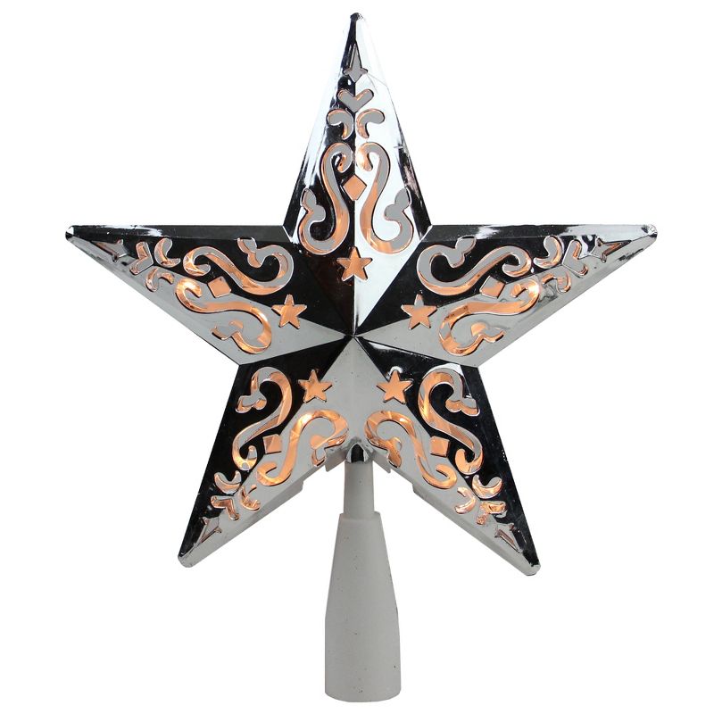 Northlight 8.25" Silver Scroll Star Lighted Christmas Tree Topper - Clear Lights, 1 of 4