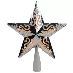Northlight 8.5" Lighted Silver Scroll Star Christmas Tree Topper - Clear Lights