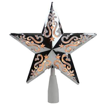 Northlight 8.25" Silver Scroll Star Lighted Christmas Tree Topper - Clear Lights
