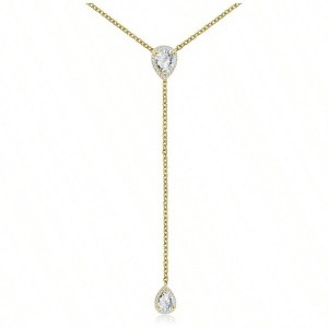 CZ Pear Drop Lariat Necklace 16 with 2.75 Y Drop, 3 Colors Available Nickel and lead free; Hypoallergenic guaranteed. - 1 of 4