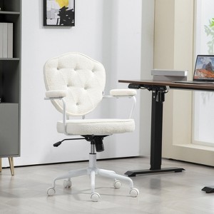 RISOKEYS Cute Home Office Chair with Rhinestone Back & Fluffy Teddy Fleece, Adjustable Height Swivel Computer Desk Chair for Office & Bedroom - 1 of 4
