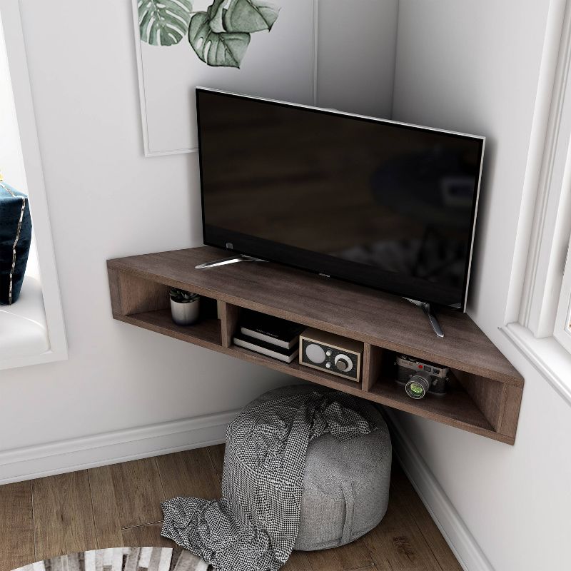 Tybo Open Shelves Corner Floating Console TV Stand for TVs up to 50" - HOMES: Inside + Out, 6 of 10