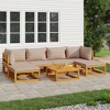 vidaXL 7-Piece Patio Furniture Set - Solid Acacia Wood, Taupe Cushions, Garden/Deck/Outdoor Sectional Sofa with Coffee Table - 2 of 4