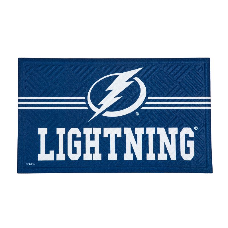 Evergreen NHL Tampa Bay Lightning Embossed Mat Cross Hatch Indoor and Outdoor Doormat, 1 of 5