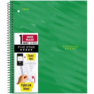 Five Star Active Subject Wide Ruled Notebook 80ct Green - 1 of 4