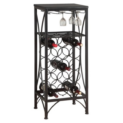 Monarch Specialties Home Bar Wine Rack Metal Black Black Transitional