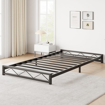 6 Inch Full Size Metal Platform Bed Frame with Wavy Pattern, with Steel Slat Support, Mattress Foundation, No Box Spring Needed, Easy Assembly