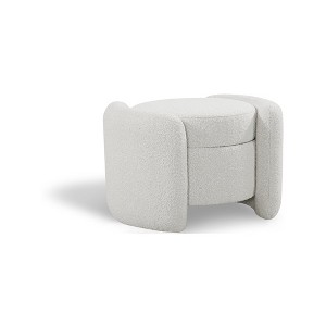 Meridian Furniture,Horizon Boucle Fabric Ottoman - 1 of 4