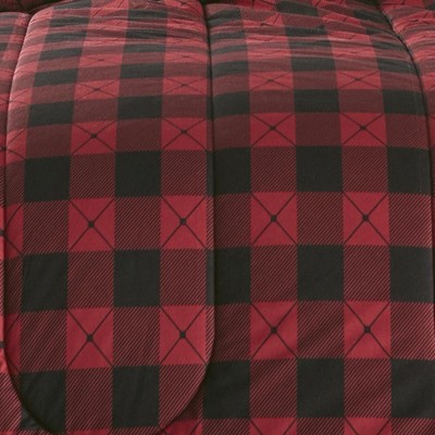 Twin Buffalo Check Red Reversible Micro Flannel Comforter Set