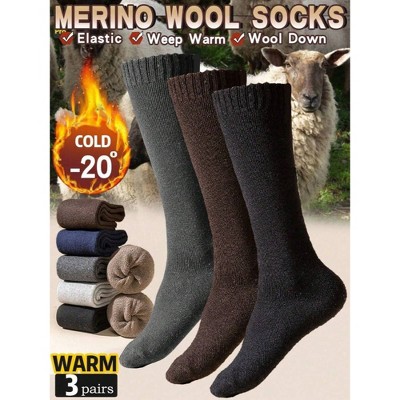TIME HOLLOW Black Extra Long & Thick Wool Blend Thermal Leg Warmers - Soft And Warm
