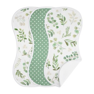 Sweet Jojo Designs Gender Neutral Baby Burp Cloths Botanical Leaf Green and White 3pc - 1 of 4