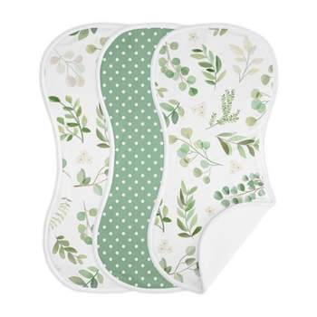 Sweet Jojo Designs Gender Neutral Baby Burp Cloths Botanical Leaf Green and White 3pc