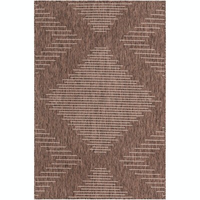 Brown and Ivory Woven Outdoor Rectangle Area Rug 4' x 6'