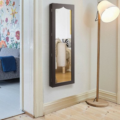 Yukimo Door Hanging Mirror Jewelry Armoire with Full Length Mirror, 6 Drawers, and Lockable Storage Cabinet
