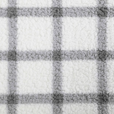 Gray and White Plaid Reversible Sherpa Throw Blanket