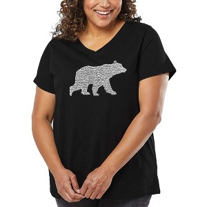 LA Pop Art Women's Word Art V-Neck - Mama Bear - 1 of 4