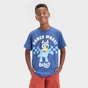 Boys' Bluey Dance Mode Graphic Short Sleeve T-Shirt - Blue - 1 of 4
