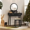 Tangkula Small Vanity Desk w/Mirror & Lights Cushioned Stool 3 Adjustable Lighting Colors - 2 of 4