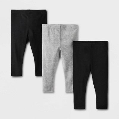 Image of Baby Girls' 3pk Leggings Set - Cat & Jack™ Black/Gray Newborn