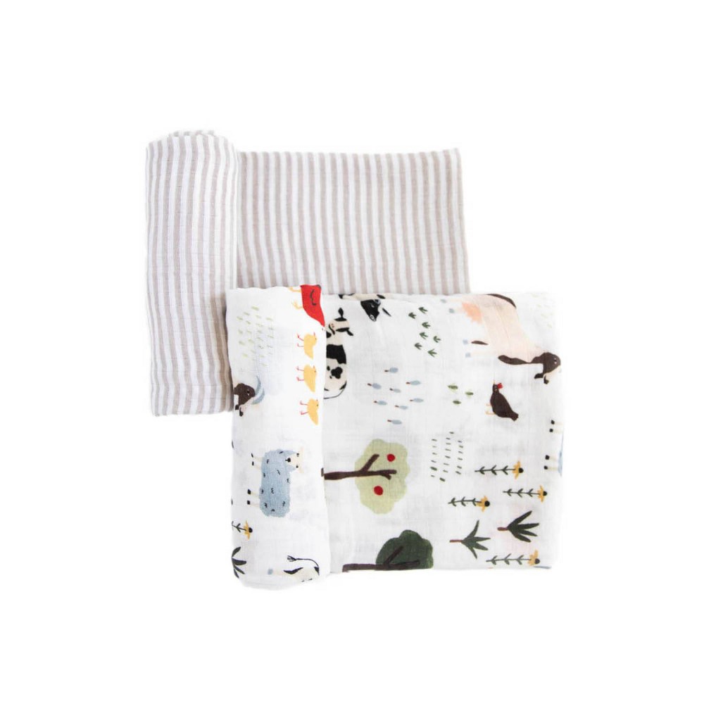 Photos - Children's Bed Linen Red Rover Organic Cotton Muslin Swaddle Blanket - Family Farm - 2pk