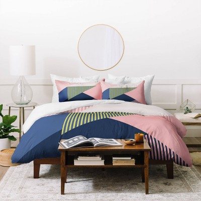 Twin Extra Long Mareike Bohmer Color BlocMinimal Duvet Set Blue - Deny Designs