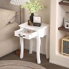 Lirago,14.96"L*12.2"W*21.45"H,White Floor-Standing Side Table with Drawer - Minimalist Storage Table with 4 Curved Legs - 2 of 4