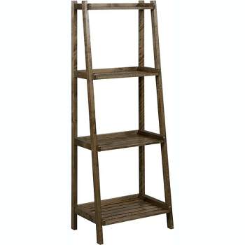 NewRidge Home Solid Wood Dunnsville 4-Tier Ladder Leaning Shelf Bookcase, Antique Chestnut and More Colors